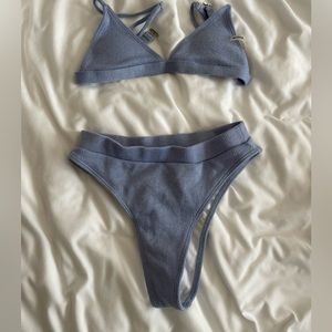 Rib triangle high waisted bikini swimsuit size medium